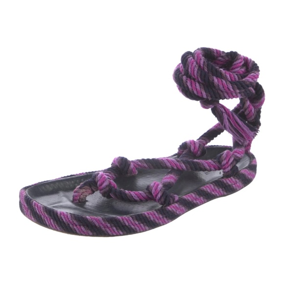 Isabel Marant Black and Purple Rope Gladiator Sandals sz 38 (7) - Picture 1 of 5